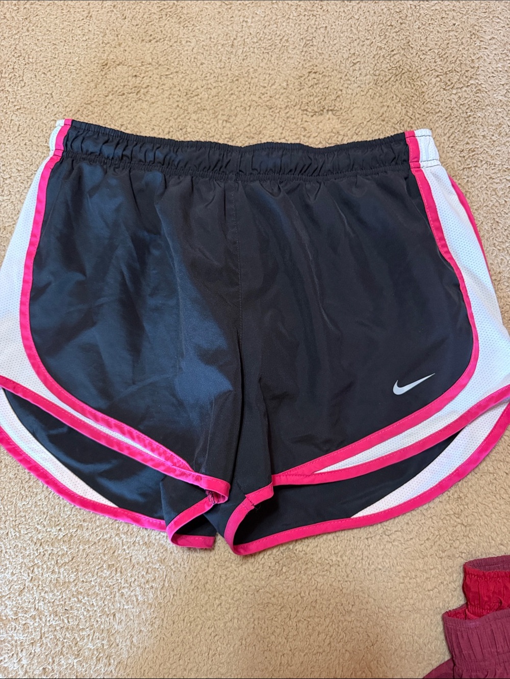 Nike Women's Black with Pink Trim Athletic Running Shorts